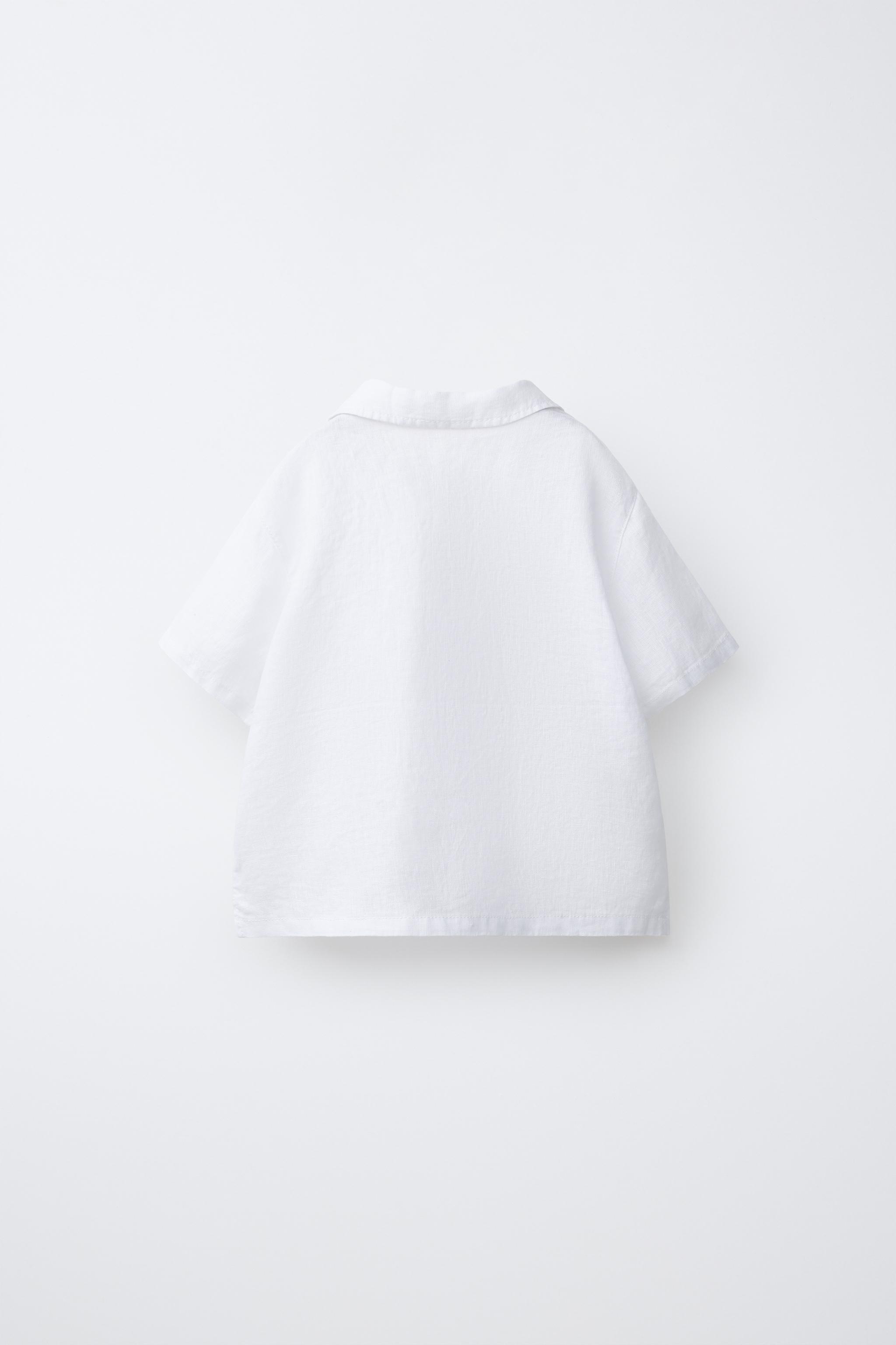 ANCHOR EMBROIDERED LINEN SPREAD COLLAR SHIRT